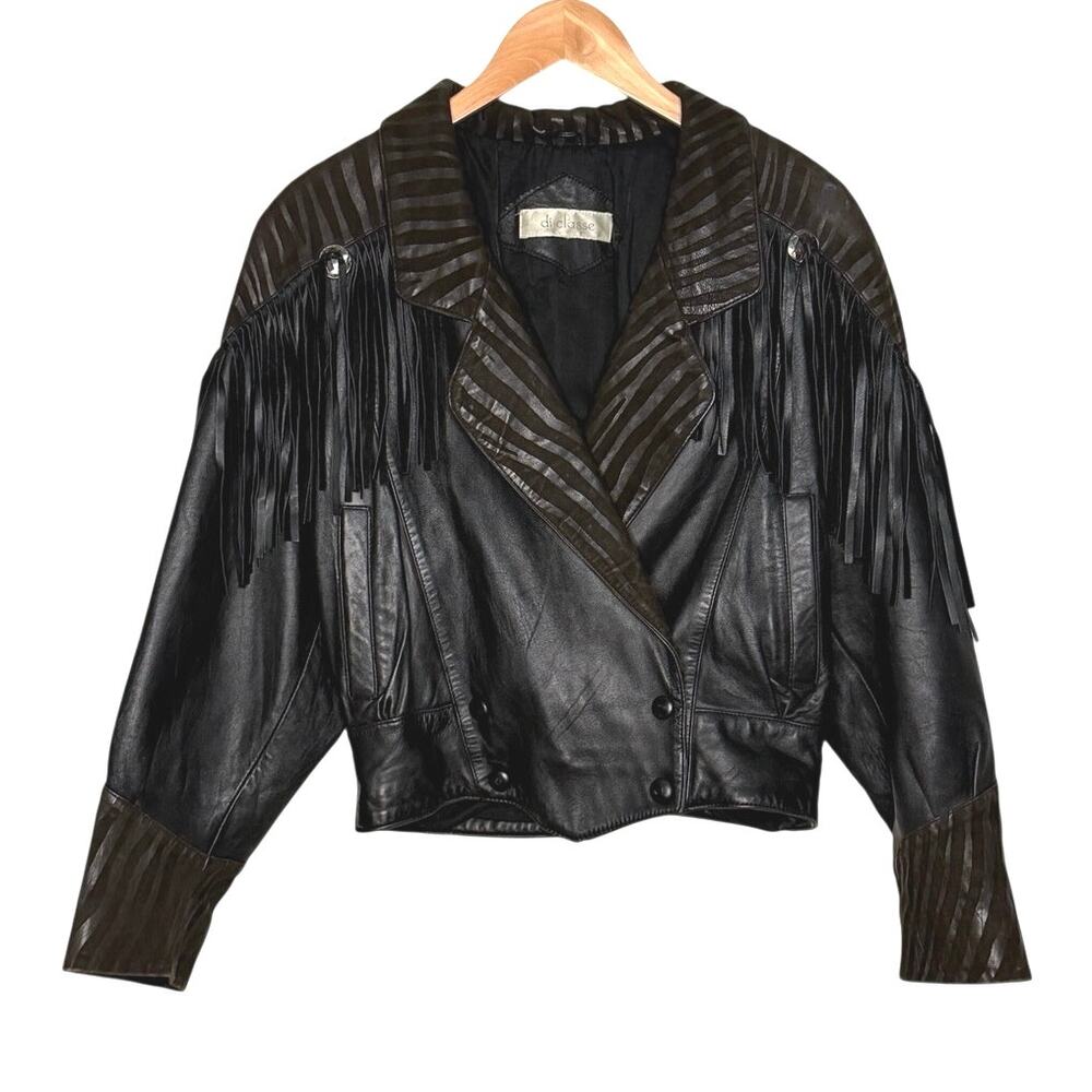 Vintage leather di classe women’s jacket 
Black and brown